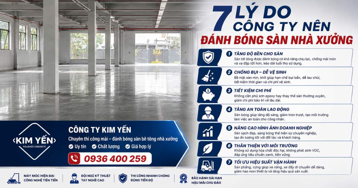 7 Lý Do Nên Đánh Bóng Sàn Bê Tông Nhà Xưởng