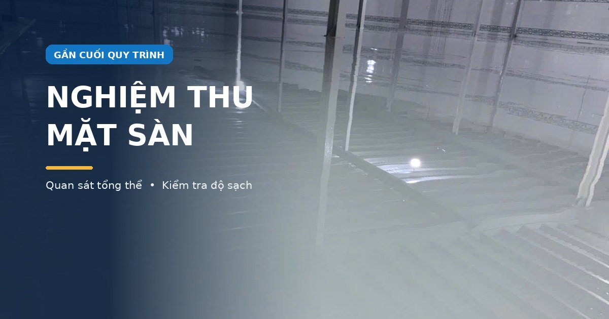 Kiểm tra độ đồng đều và phản chiếu của sàn nhà xưởng