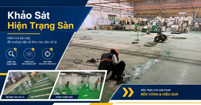Đánh bóng sàn bê tông tại Bình Dương cần khảo sát đúng hiện trạng