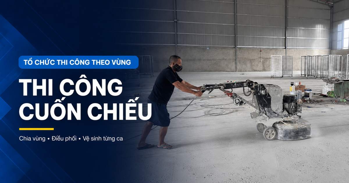 kiểm tra khu vực mài sàn bê tông nhà xưởng trước nghiệm thu