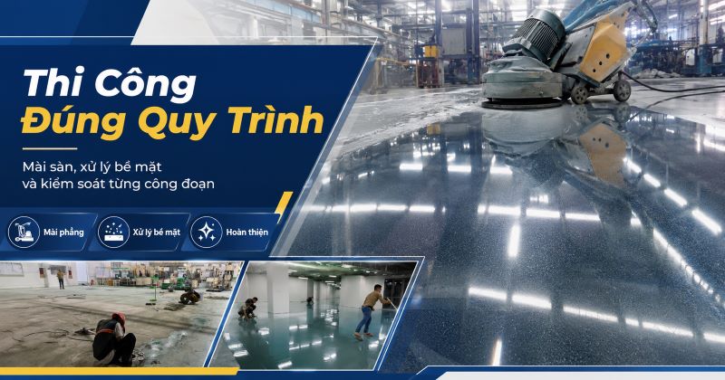 Kiểm tra độ đồng đều của bề mặt sàn bê tông sau khi đánh bóng