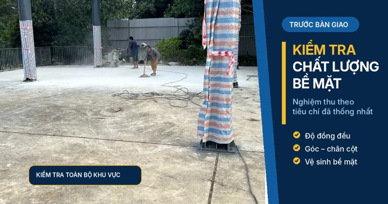 Thi công xử lý nền bê tông kho hàng tại Long An thi công mài và đánh bóng nền bê tông kho hàng Long An