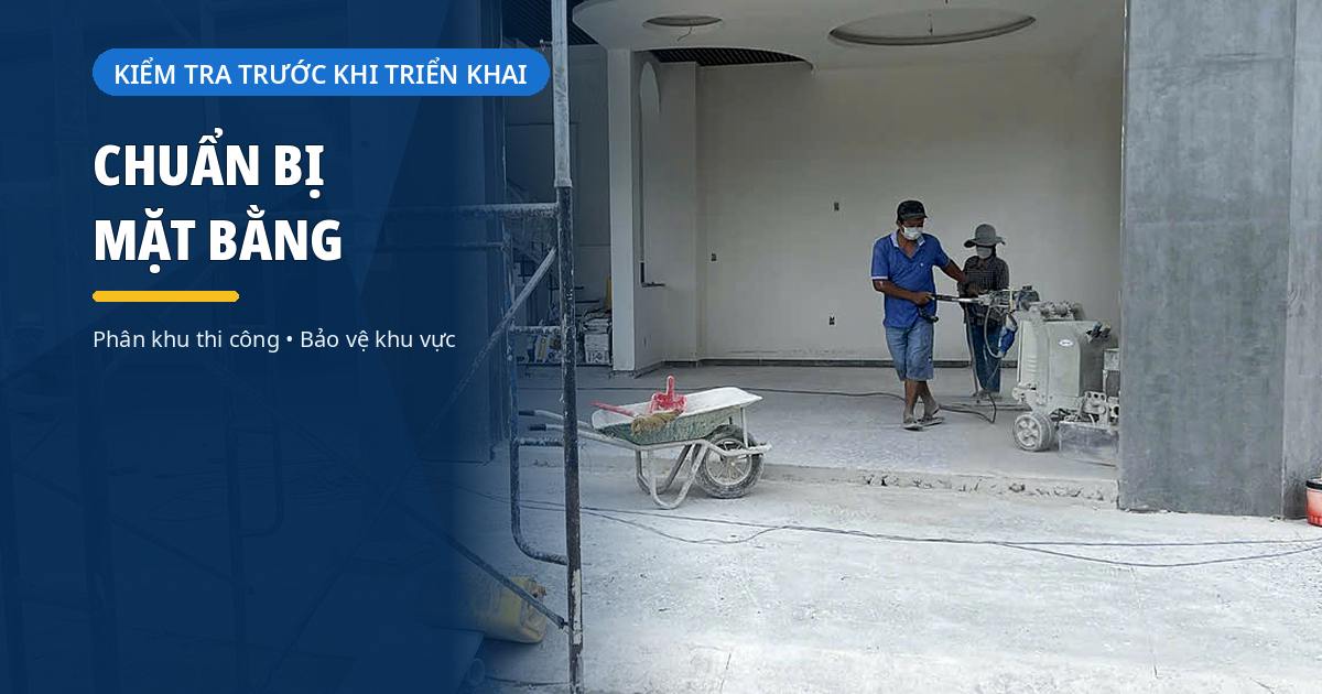thi công mài ướt sàn bê tông trong công trình thực tế