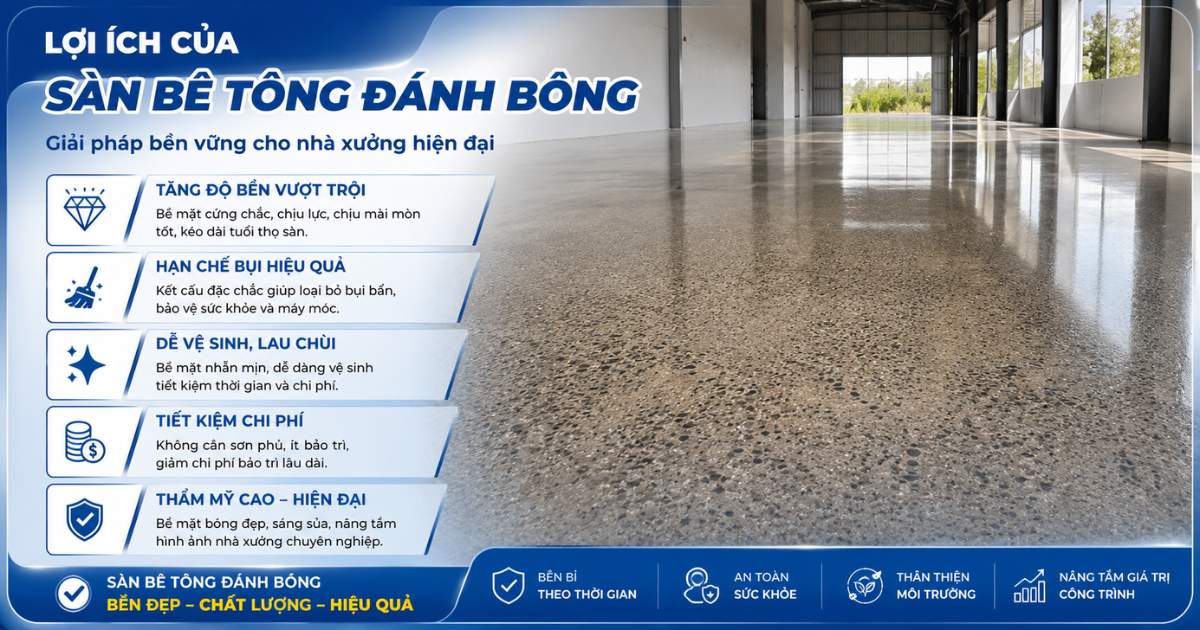 Lợi ích của sàn bê tông đánh bóng