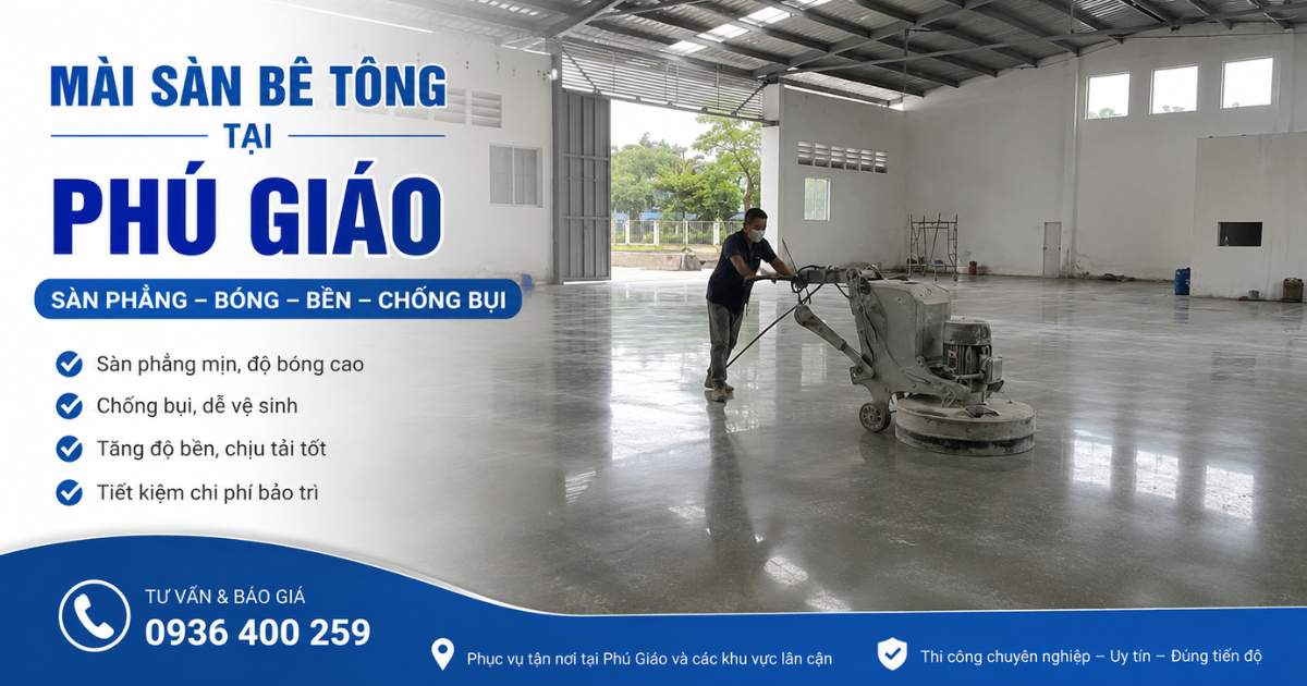 Mài sàn bê tông tại phú giáo