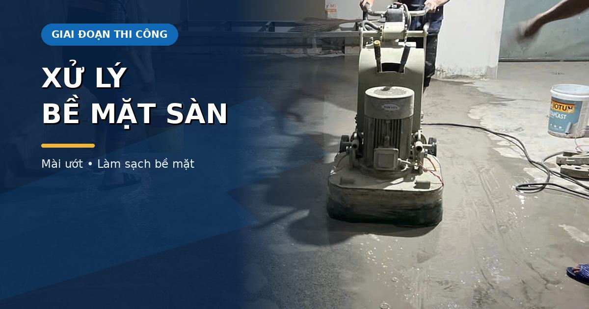 Mài ướt bề mặt sàn bê tông trong khu vực bảo trì