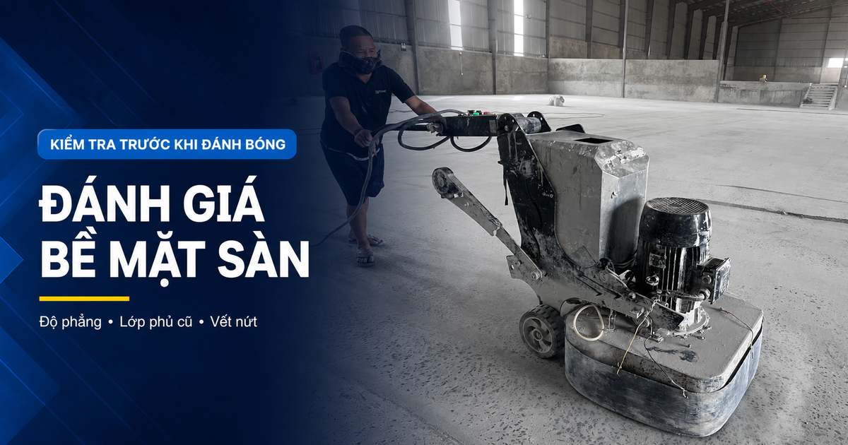 đánh bóng sàn nhà xưởng đang vận hành theo từng khu vực