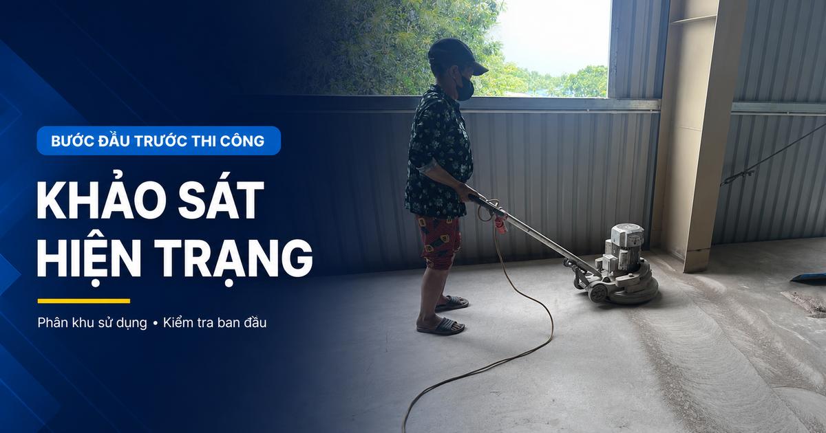 máy mài xử lý bề mặt sàn bê tông trong nhà xưởng
