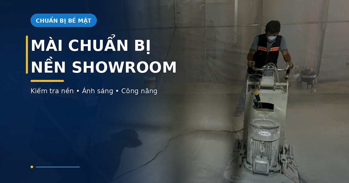 Mài xử lý nền để chuẩn bị độ bóng sàn showroom TPHCM
