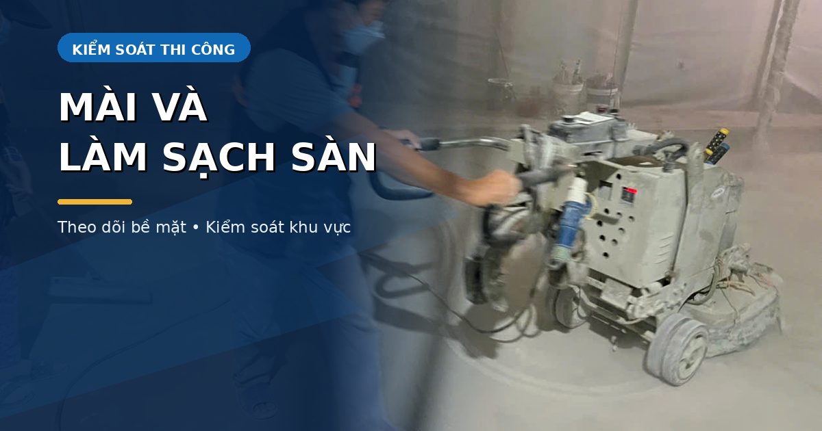 Thi công mài sàn bê tông tại khu vực kho xưởng