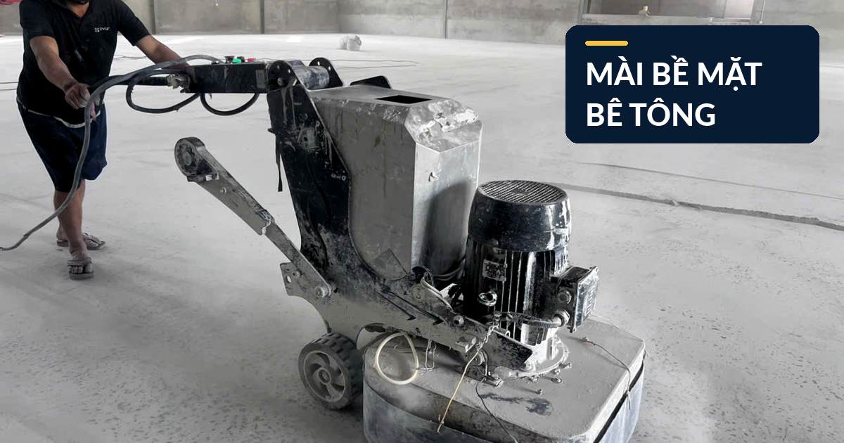Mài bề mặt sàn gara trước khi đánh bóng Đánh bóng sàn gara tại Vũng Tàu bằng máy mài sàn công nghiệp
