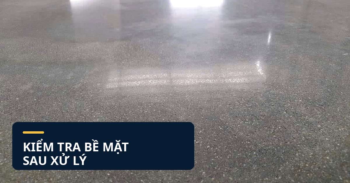 Bề mặt sàn bê tông sau đánh bóng nhìn ở cự ly gần