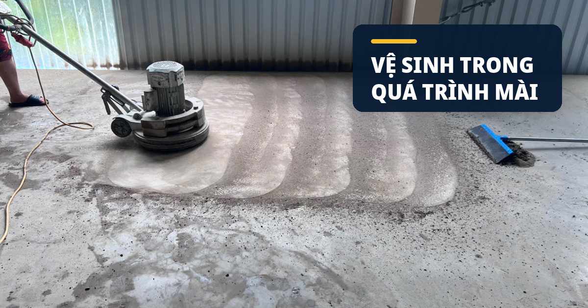 Hoàn thiện bề mặt sàn bê tông gara bề mặt sau khi mài hoàn thiện sàn bê tông gara