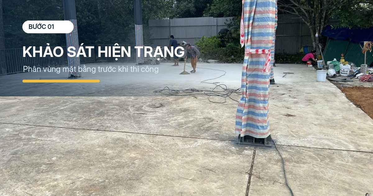thi công sàn diện tích lớn tại công trình Long An