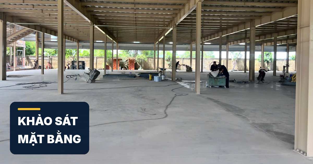 phối hợp thi công sàn trong nhà máy đang vận hành tại Đồng Nai