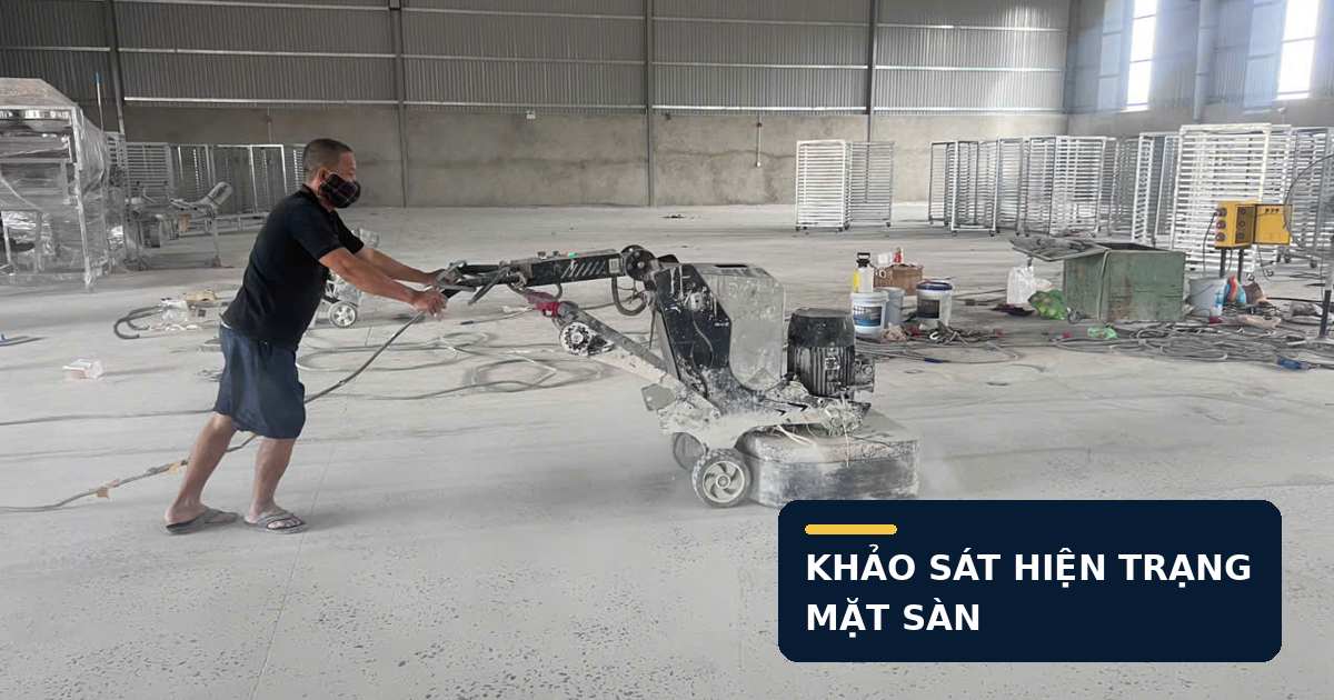 Khảo sát và mài xử lý mặt sàn không phẳng tại Bình Phước Xử lý sàn không phẳng Bình Phước bằng máy mài công nghiệp