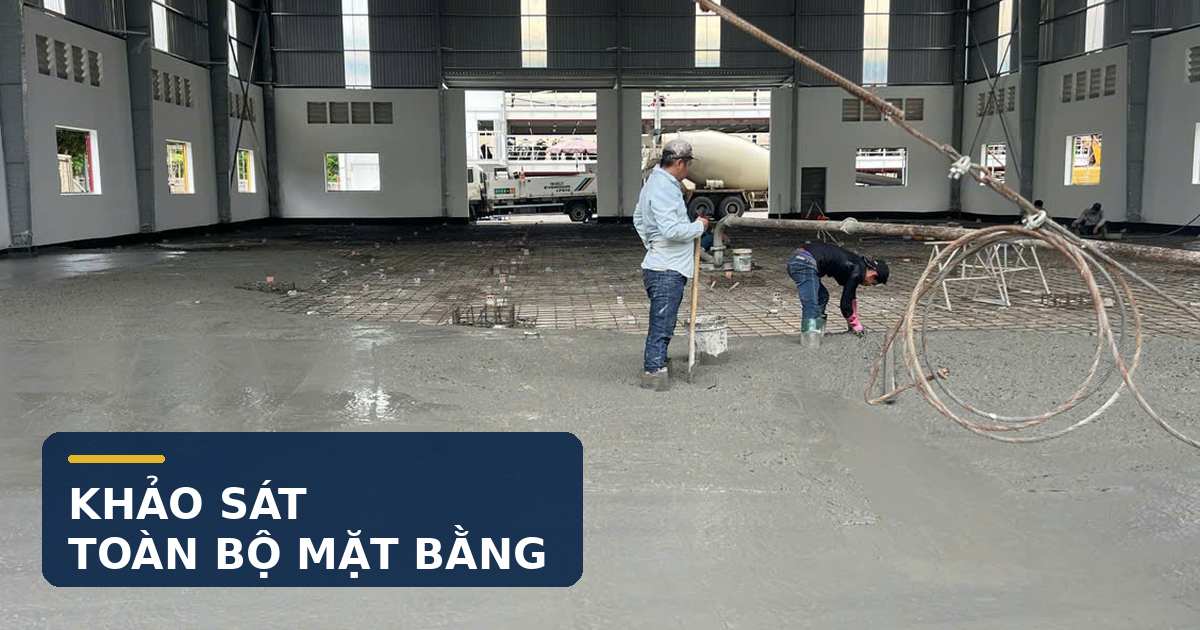 Khảo sát và phân khu mặt sàn diện tích lớn Khảo sát thi công sàn diện tích lớn tại Tây Ninh