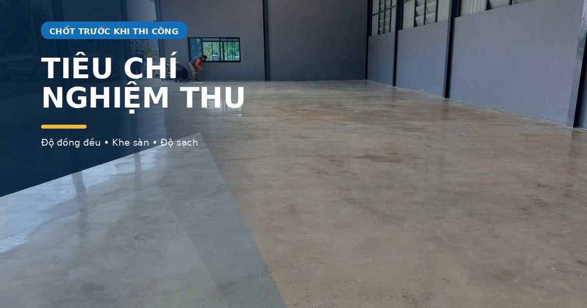 Sàn bê tông hoàn thiện với các khe sàn được thể hiện rõ