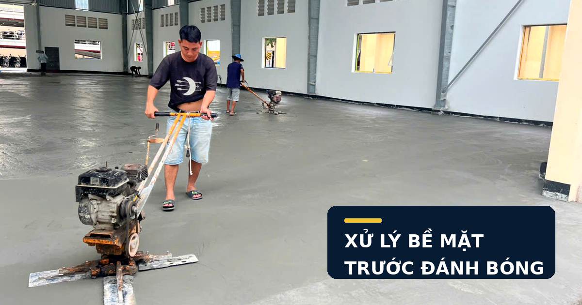 Xử lý bề mặt và kiểm tra độ phẳng sàn bê tông trong quá trình thi công