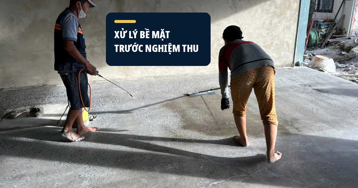 Kiểm tra độ phẳng trong quá trình hoàn thiện sàn Quan sát và xử lý bề mặt trước khi đánh giá độ phẳng sàn bê tông