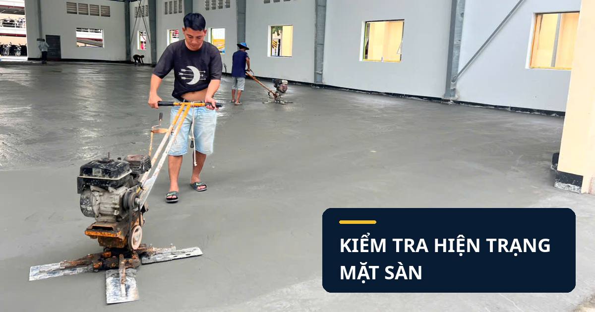 Kiểm tra tổng thể mặt sàn công nghiệp sau hoàn thiện Nghiệm thu sàn công nghiệp tại công trình ở Vũng Tàu