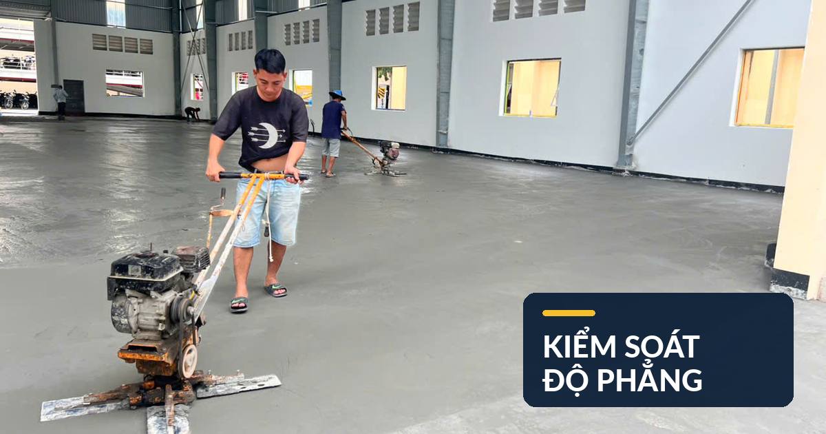Kiểm soát độ phẳng bề mặt sàn bê tông nhà xưởng Lỗi sàn bê tông cũ Bình Dương cần kiểm soát độ phẳng bề mặt