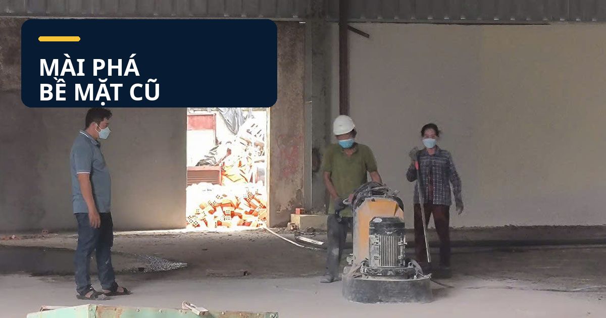 Thi công mài phá để phục hồi sàn bê tông cũ