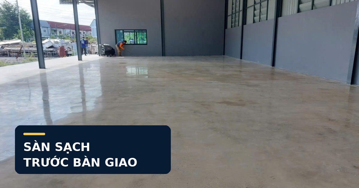 Sàn bê tông sau hoàn thiện trong phương án kiểm soát bụi mài sàn TPHCM