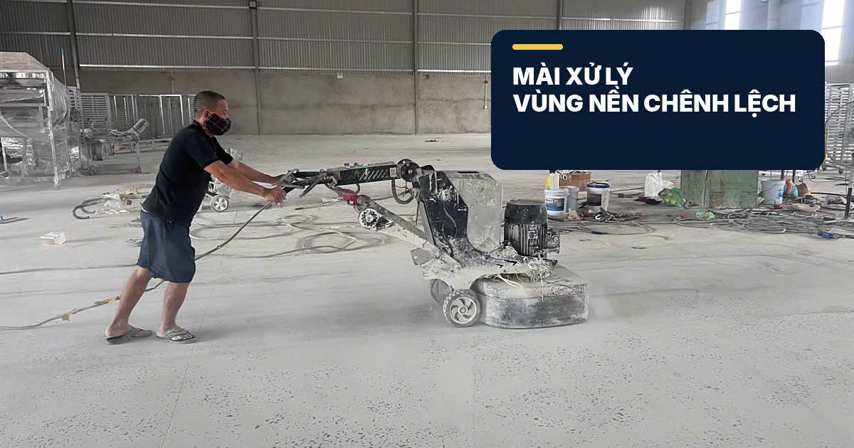 Bề mặt sàn bê tông sau khi mài và đánh bóng tại nhà xưởng