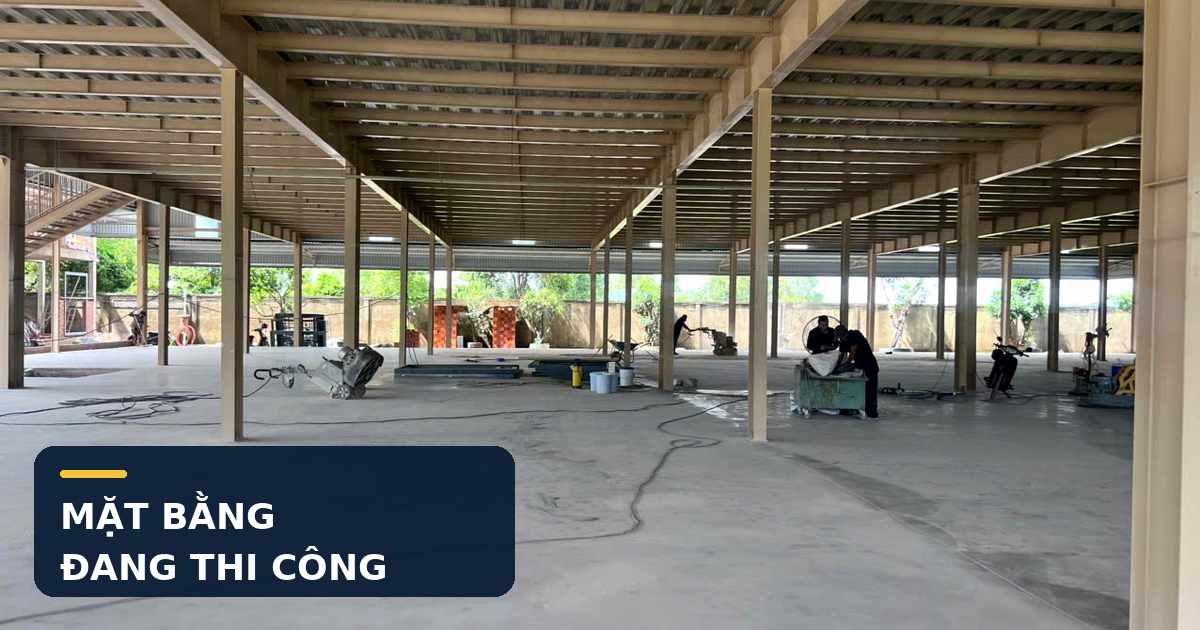 Mặt bằng thi công xử lý sàn bê tông kho xưởng Mặt bằng thi công phục hồi và đánh bóng sàn kho