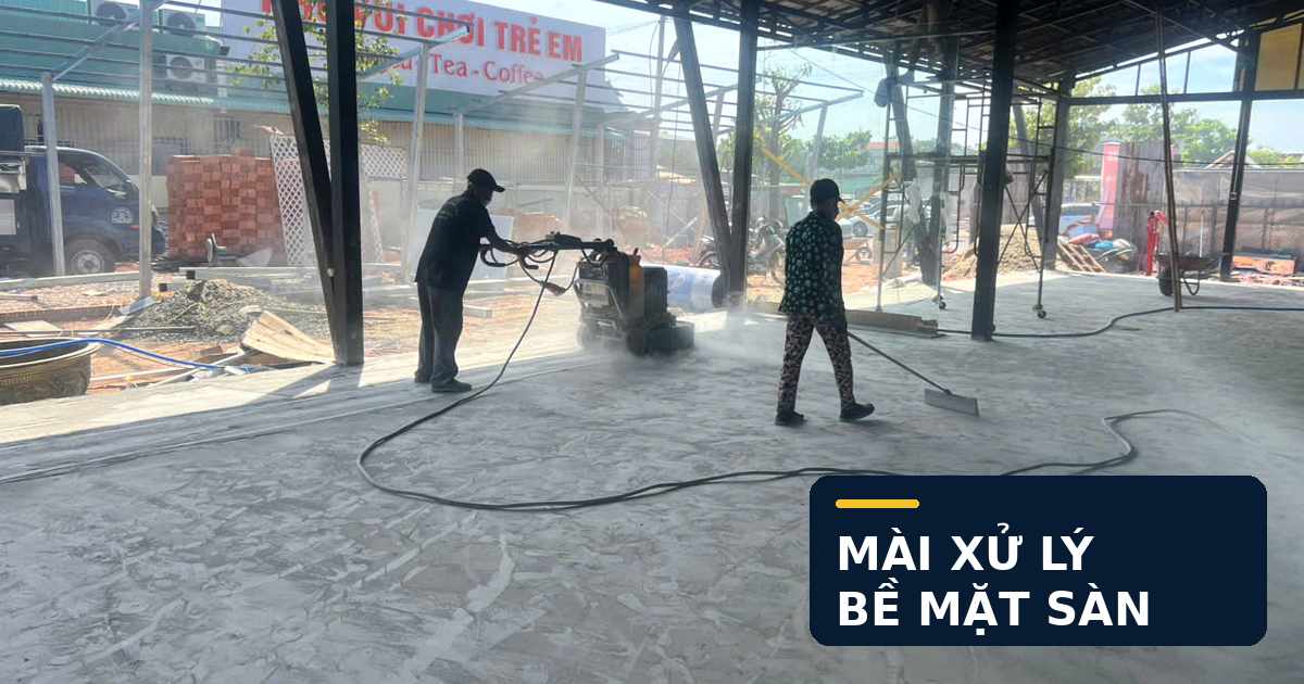 Thi công mài đánh bóng sàn bê tông trong công trình công nghiệp