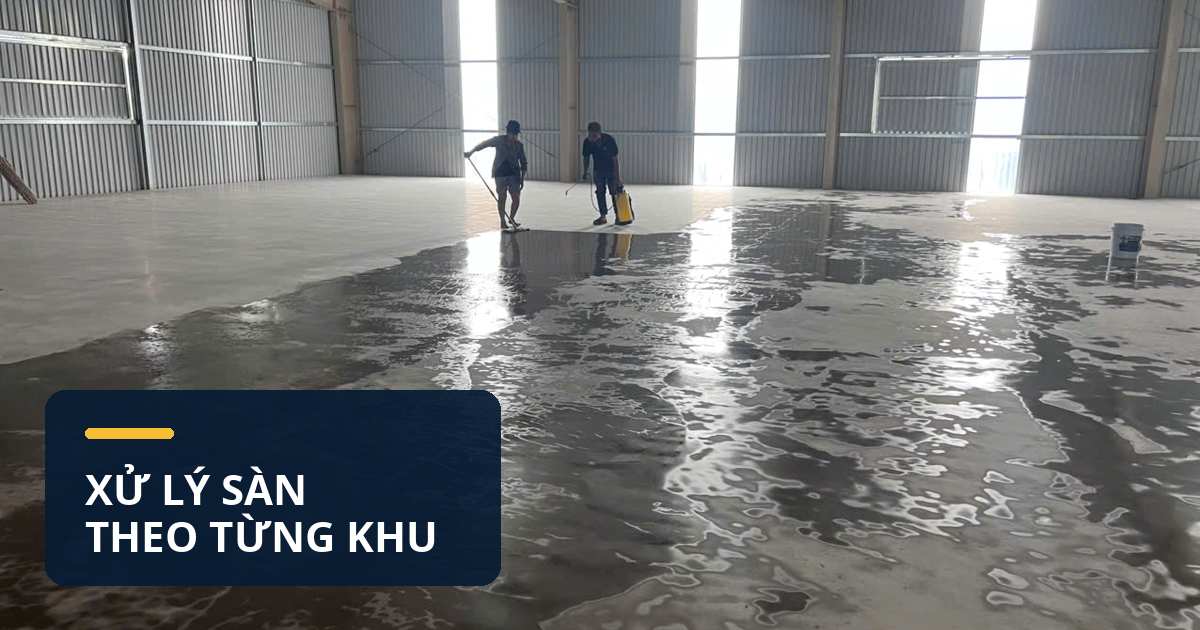 Xử lý và vệ sinh mặt sàn nhà xưởng theo từng khu tại Long An