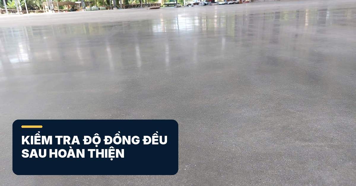 Vệ sinh và kiểm tra nền bê tông trong quá trình chuẩn bị đánh bóng
