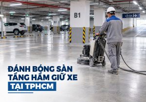 Đánh bóng sàn tầng hầm giữ xe tại TPHCM