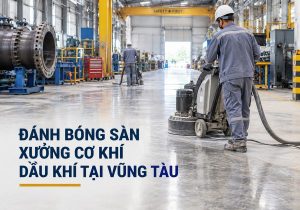 Đánh bóng sàn xưởng cơ khí dầu khí tại Vũng Tàu