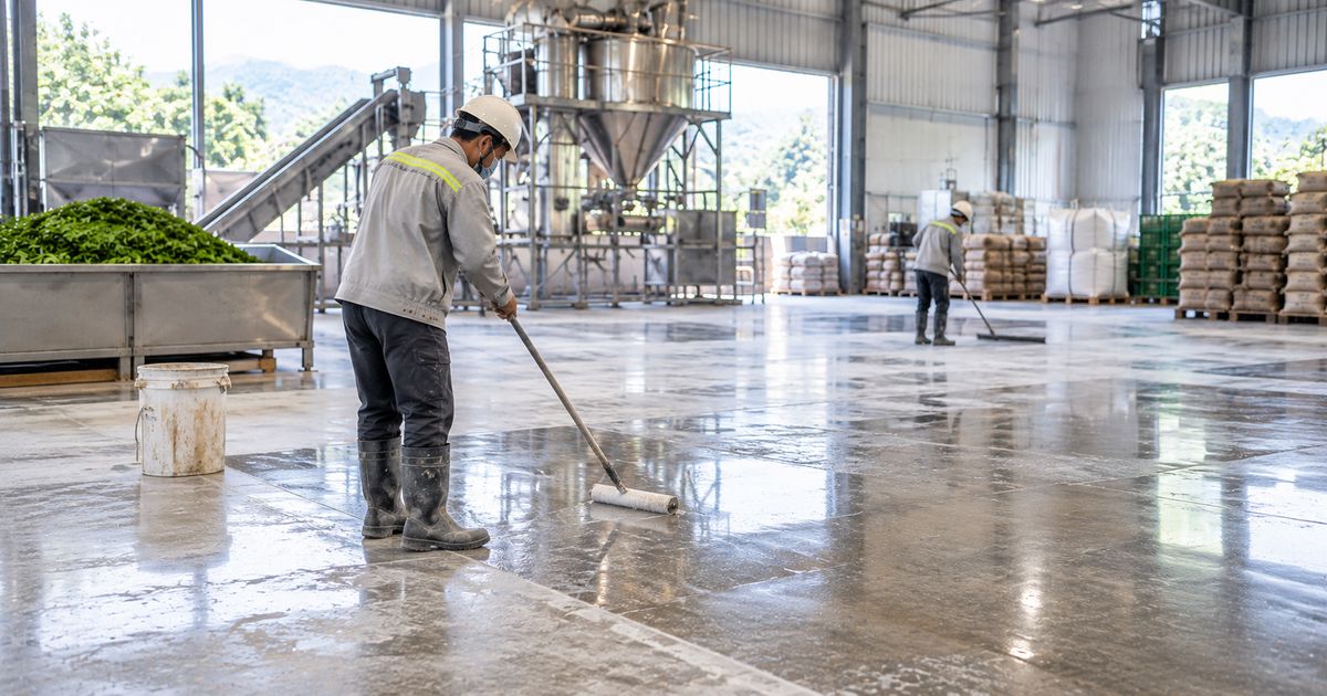 Khảo sát hiện trạng và mài thử sàn nhà xưởng khảo sát và mài thử bề mặt sàn nhà xưởng trước khi đánh bóng