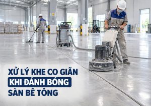 Xử lý khe co giãn khi đánh bóng sàn bê tông nhà xưởng