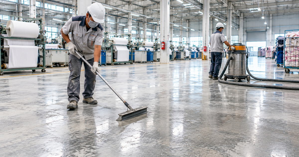 Minh họa phân khu thi công sàn xưởng dệt may Minh họa phân khu thi công mặt sàn xưởng dệt may