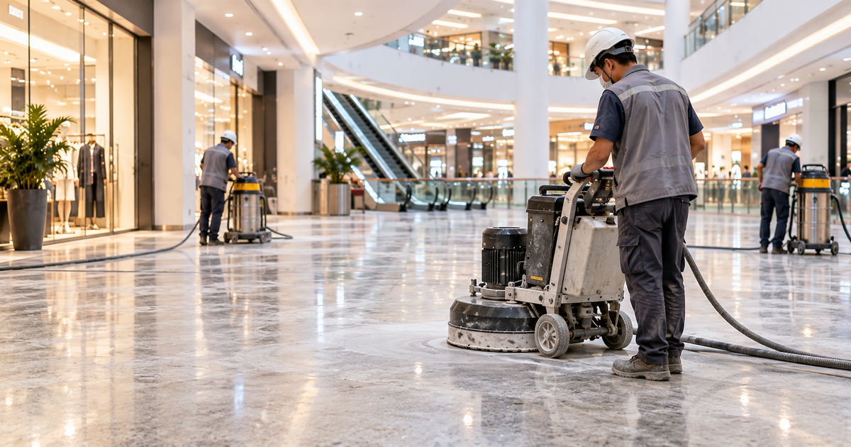 sàn bê tông cho trung tâm thương mại với lối đi lưu lượng cao
