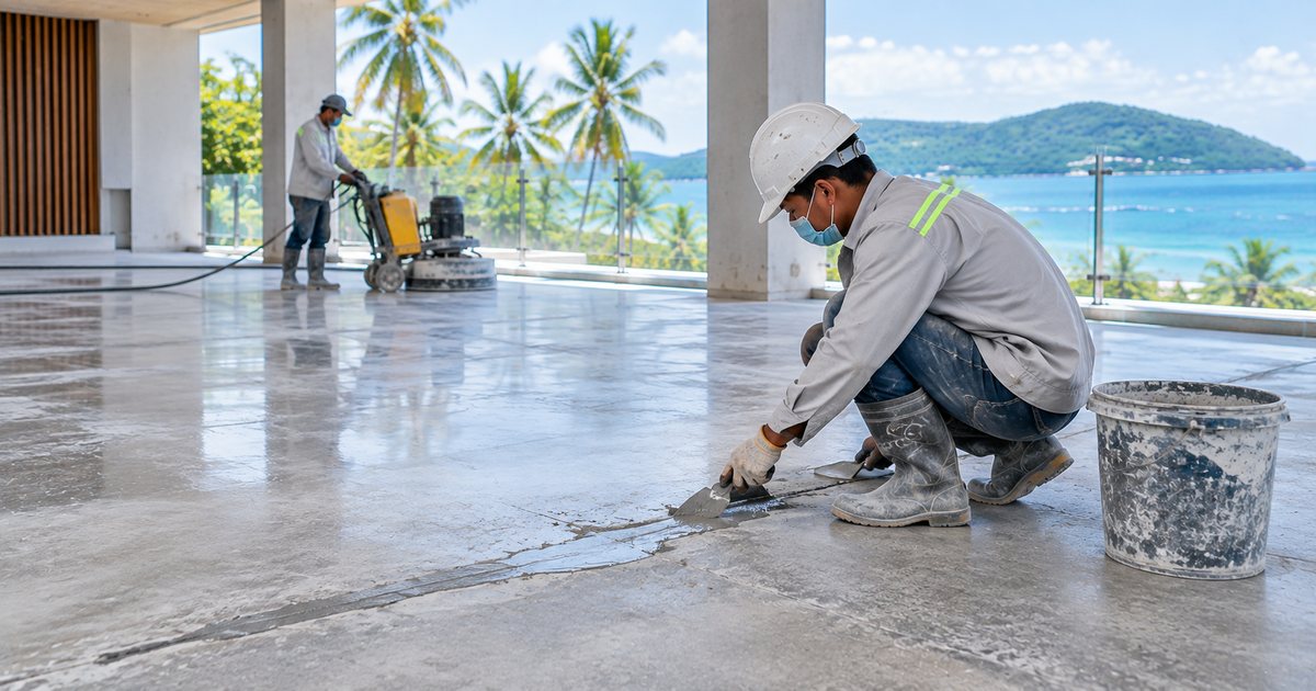 phân vùng bề mặt bê tông theo khu vực khô và thường xuyên ẩm