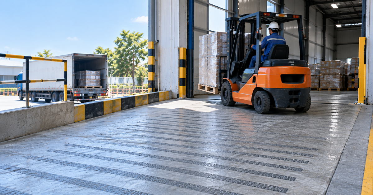 Khu xuất hàng nhà xưởng được phân vùng xử lý bề mặt chống trượt