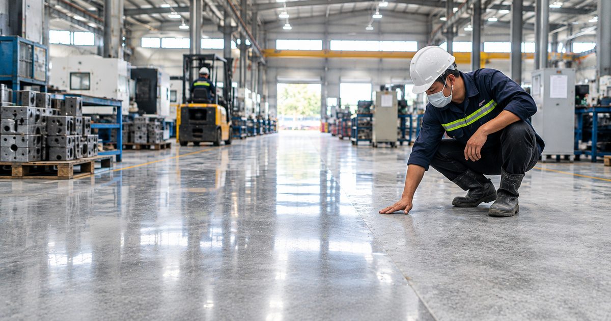 Minh họa phân vùng độ bóng sàn theo khu vực vận hành nhà máy