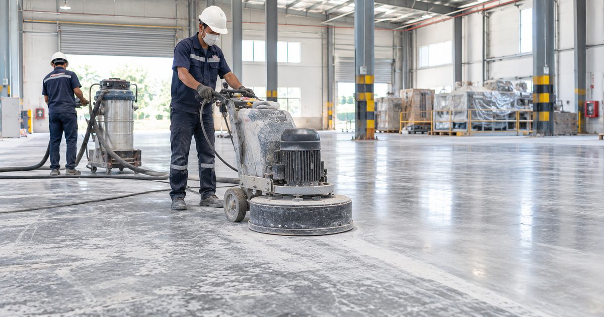 xử lý nền bê tông cũ nhiều bụi cần khảo sát lớp mặt trước khi thi công