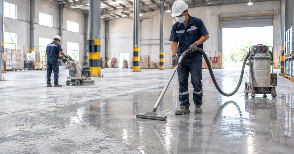 minh họa quy trình mài xử lý và tăng cứng bề mặt bê tông cũ