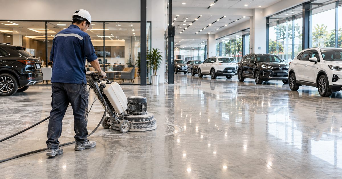 Minh họa mức bóng vừa cho khu showroom ô tô độ bóng cho showroom và gara ô tô trong không gian trưng bày minh họa