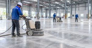 thi công sàn nhà máy diện tích lớn theo từng khu minh họa
